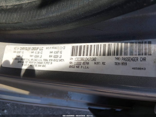 Aukcja sprzedaży 2014 Chrysler 200 Touring, vin: 1C3CCBBG1EN171302, numer aukcji: 45450950