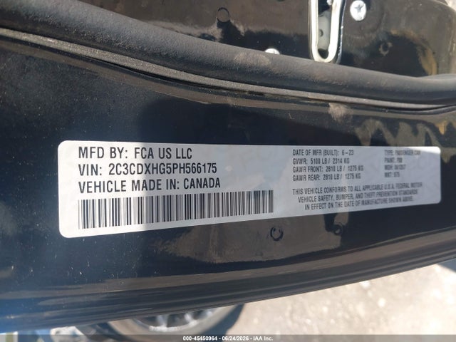 Продажа на аукционе авто 2023 Dodge Charger Gt, vin: 2C3CDXHG5PH566175, номер лота: 45450964