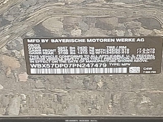 2023 Bmw X3 Xdrive30i მანქანა იყიდება აუქციონზე, vin: WBX57DP07PN247479, აუქციონის ნომერი: 45450976