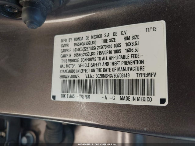 Honda CR-V LX 2014 3CZRM3H37EG703149 Image 9