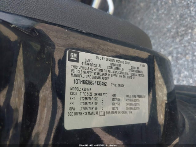 Продажа на аукционе авто 2009 Gmc Sierra 2500hd Slt, vin: 1GTHK63639F135452, номер лота: 45451082