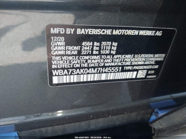 Продаж на аукціоні авто 2021 Bmw 228i Gran Coupe Xdrive, vin: WBA73AK04M7H45551, номер лоту: 45451083