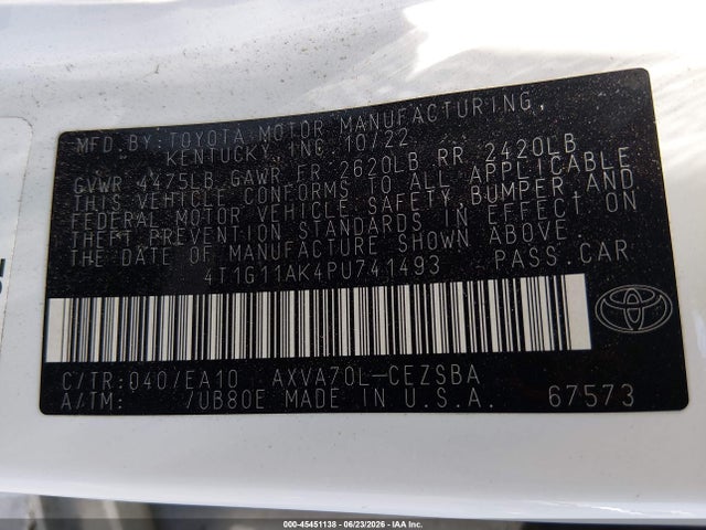 Toyota CAMRY SE 2023 4T1G11AK4PU741493 Image 9