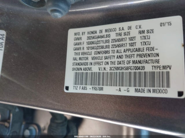Honda CR-V EX 2015 3CZRM3H58FG700439 Image 9