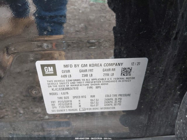 45451299 :رقم المزاد ، KL4CJESB3MB347610 vin ، 2021 Buick Encore Awd Preferred مزاد بيع