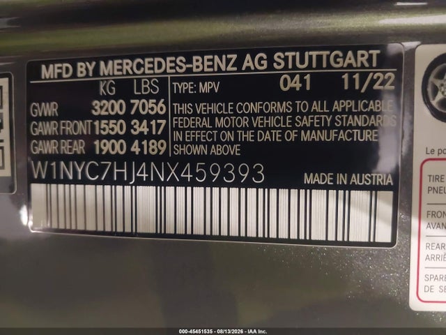 Продажа на аукционе авто 2022 Mercedes-benz Amg G 63 4matic, vin: W1NYC7HJ4NX459393, номер лота: 45451535