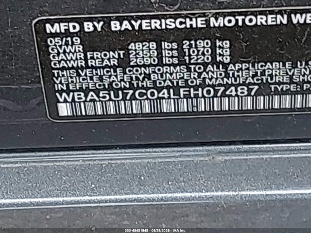 Продаж на аукціоні авто 2020 Bmw M340i, vin: WBA5U7C04LFH07487, номер лоту: 45451549