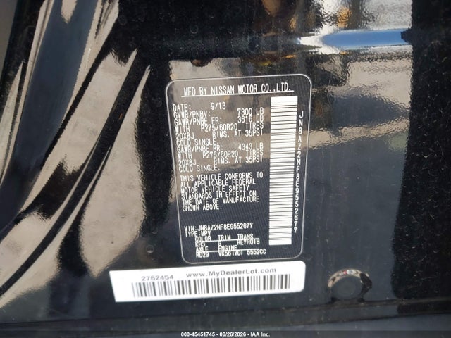Auction sale of the 2014 Infiniti Qx80, vin: JN8AZ2NF8E9552677, lot number: 45451745
