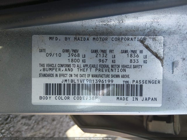 45451782 :رقم المزاد ، JM1BL1VF9B1396199 vin ، 2011 Mazda Mazda3 I Touring مزاد بيع