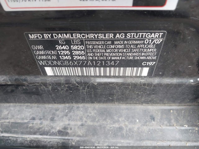 Продаж на аукціоні авто 2007 Mercedes-benz S 550 4matic, vin: WDDNG86X77A121347, номер лоту: 45451836