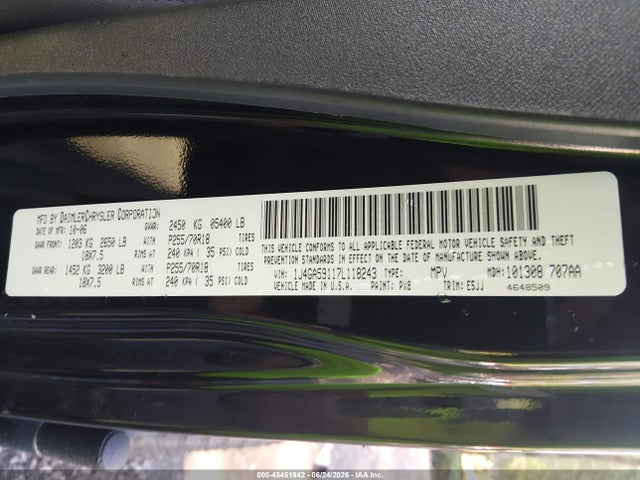 Auction sale of the 2007 Jeep Wrangler Unlimited Sahara, vin: 1J4GA59117L118243, lot number: 45451942