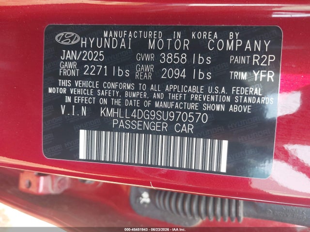 Aukcja sprzedaży 2025 Hyundai Elantra Se, vin: KMHLL4DG9SU970570, numer aukcji: 45451943