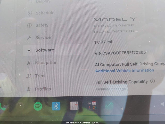 45451969 :رقم المزاد ، 7SAYGDEE5RF170365 vin ، 2024 Tesla Model Y Long Range Dual Motor All-wheel Drive مزاد بيع