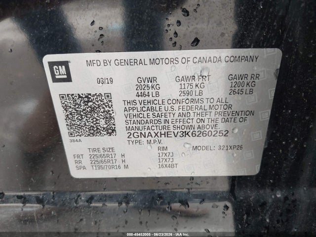 Chevrolet EQUINOX LS 2019 2GNAXHEV3K6260252 Image 9