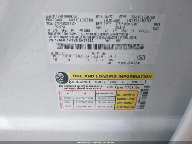 1FMJU1KTXNEA37620 Ford Expedition Limited