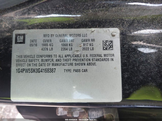 Aukcja sprzedaży 2016 Buick Verano Sport Touring Group, vin: 1G4PW5SK0G4168387, numer aukcji: 45452026