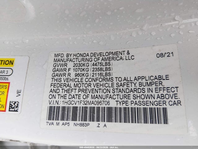 1HGCV1F32MA096706 Honda Accord Sport