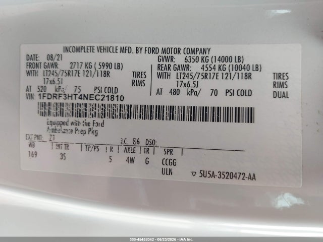 Ford F-350 Chassis Xl/xlt 2022 1FDRF3HT4NEC21810 Image 9