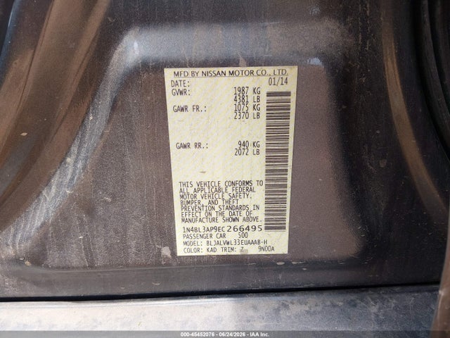 Nissan Altima 3.5 Sl 2014 1N4BL3AP9EC266495 Image 9