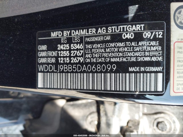 Aukcja sprzedaży 2013 Mercedes-benz Cls 550 4matic, vin: WDDLJ9BB5DA068099, numer aukcji: 45452099