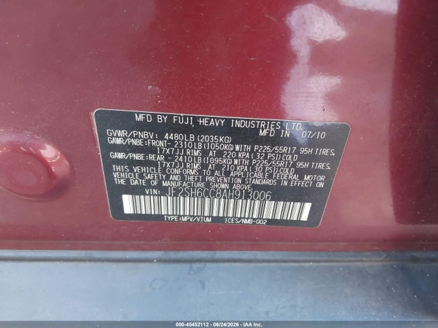 Продажа на аукционе авто 2010 Subaru Forester 2.5x Premium, vin: JF2SH6CC8AH913006, номер лота: 45452112