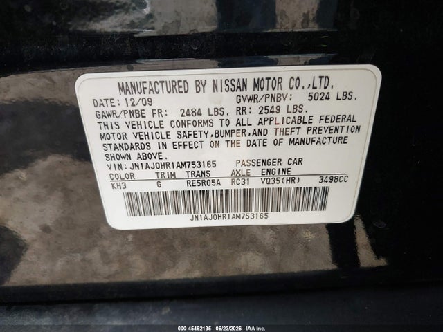 Продаж на аукціоні авто 2010 Infiniti Ex35 Journey, vin: JN1AJ0HR1AM753165, номер лоту: 45452135