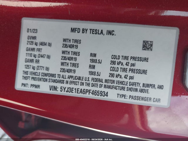 Tesla Model 3 Rear-wheel Drive 2023 5YJ3E1EA6PF465934 Image 9