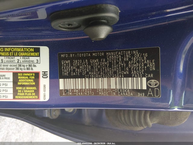Продажа на аукционе авто 2016 Toyota Corolla S Plus, vin: 2T1BURHE6GC745644, номер лота: 45452286