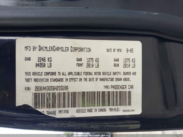Aukcja sprzedaży 2006 Dodge Charger, vin: 2B3KA43G56H233206, numer aukcji: 45452338