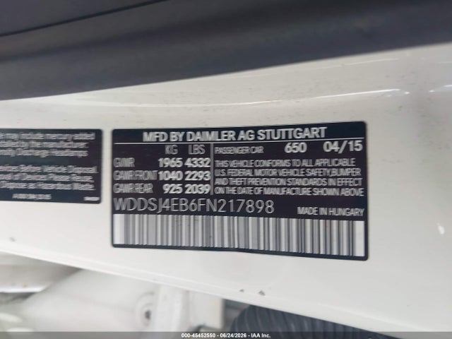 Auction sale of the 2015 Mercedes-benz Cla 250, vin: WDDSJ4EB6FN217898, lot number: 45452550