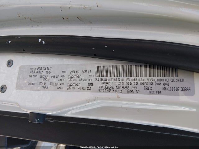 Продажа на аукционе авто 2018 Ram 1500 Tradesman  4x2 8' Box, vin: 3C6JR6DT4JG185952, номер лота: 45452555