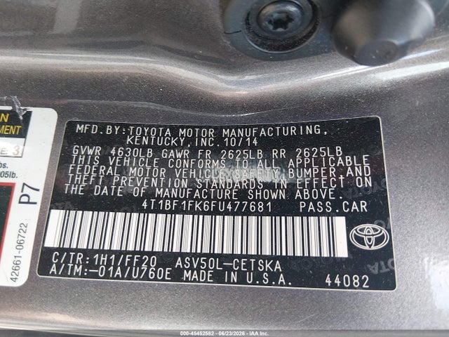 Aukcja sprzedaży 2015 Toyota Camry Se, vin: 4T1BF1FK6FU477681, numer aukcji: 45452582