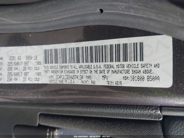 Продаж на аукціоні авто 2017 Jeep Cherokee Latitude, vin: 1C4PJLCB2HW574134, номер лоту: 45452600