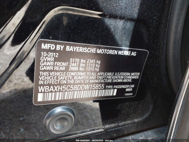 45452691 :رقم المزاد ، WBAXH5C58DDW15855 vin ، 2013 Bmw 528i Xdrive مزاد بيع