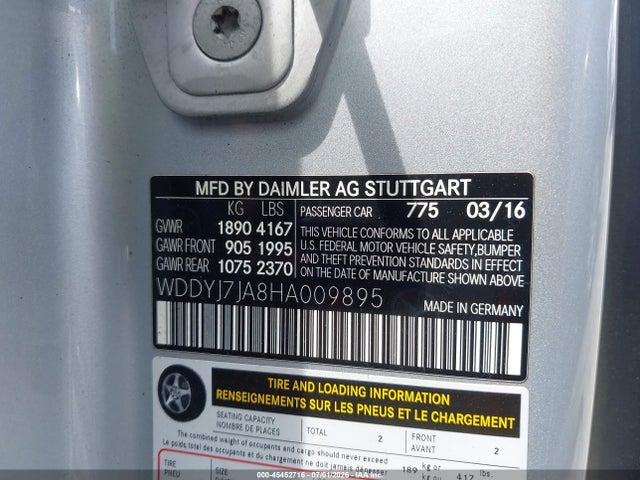 Aukcja sprzedaży 2017 Mercedes-benz Amg Gt S, vin: WDDYJ7JA8HA009895, numer aukcji: 45452716