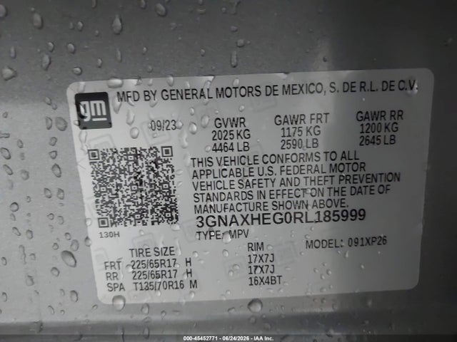 Aukcja sprzedaży 2024 Chevrolet Equinox Fwd Ls, vin: 3GNAXHEG0RL185999, numer aukcji: 45452771