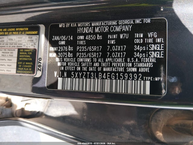 Продаж на аукціоні авто 2014 Hyundai Santa Fe Sport 2.4l, vin: 5XYZT3LB4EG159392, номер лоту: 45452810