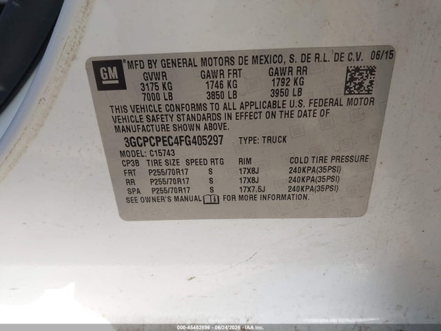 Chevrolet Silverado 1500 Work Truck 2015 3GCPCPEC4FG405297 Image 9