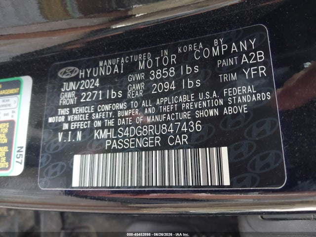 45452898 :رقم المزاد ، KMHLS4DG8RU847436 vin ، 2024 Hyundai Elantra Sel مزاد بيع
