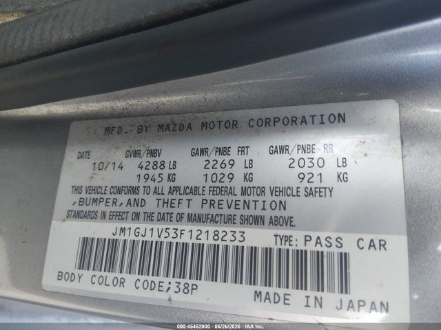 JM1GJ1V53F1218233 Mazda Mazda6 I Touring