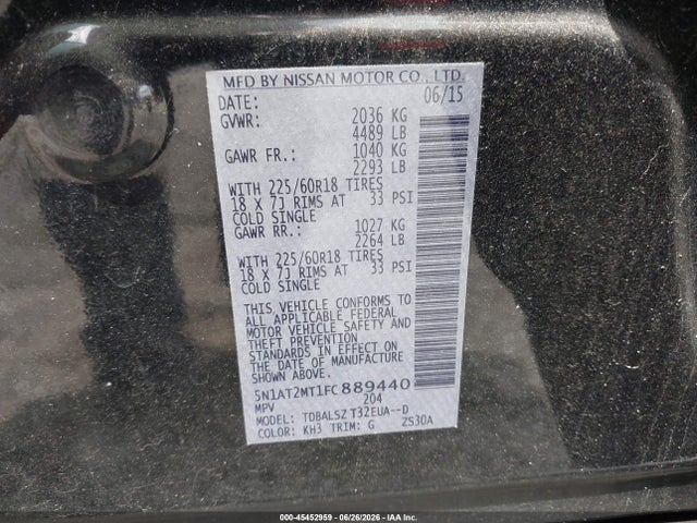 Nissan Rogue Sl 2015 5N1AT2MT1FC889440 Image 9