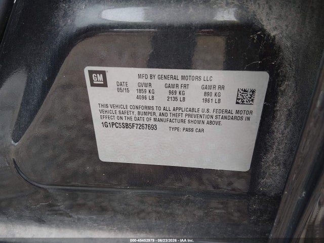 1G1PC5SB5F7267693 Chevrolet Cruze 1lt Auto
