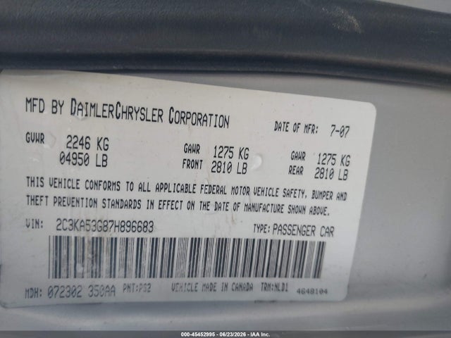 Aukcja sprzedaży 2007 Chrysler 300 Touring, vin: 2C3KA53G87H896683, numer aukcji: 45452995