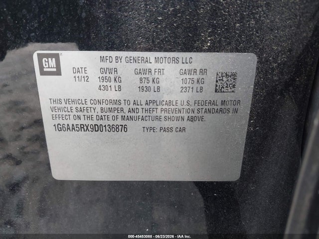 Aukcja sprzedaży 2013 Cadillac Ats Standard, vin: 1G6AA5RX9D0136876, numer aukcji: 45453088