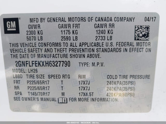 Chevrolet EQUINOX LT 2017 2GNFLFEKXH6327790 Image 9