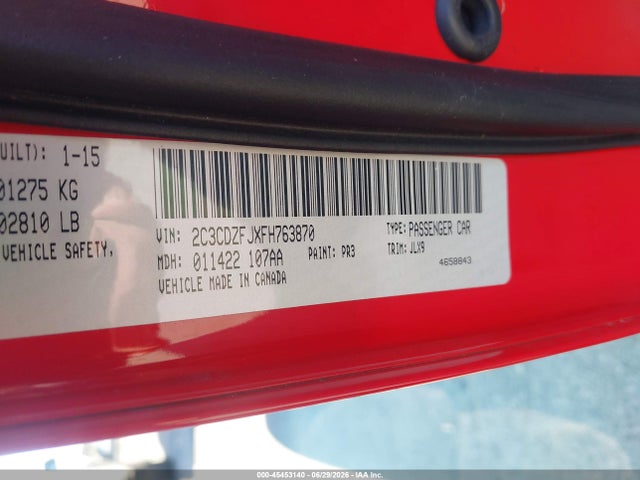Dodge Challenger R/t Scat Pack 2015 2C3CDZFJXFH763870 Image 9