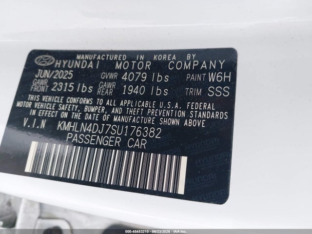 Aukcja sprzedaży 2025 Hyundai Elantra Hybrid Limited, vin: KMHLN4DJ7SU176382, numer aukcji: 45453210