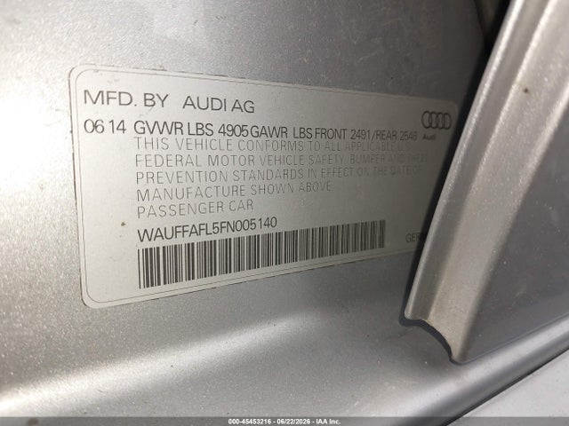 45453216 :رقم المزاد ، WAUFFAFL5FN005140 vin ، 2015 Audi A4 2.0t Premium مزاد بيع