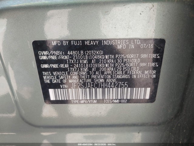 Продажа на аукционе авто 2017 Subaru Forester 2.5i Premium, vin: JF2SJAEC7HH442755, номер лота: 45453264