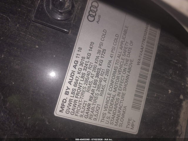 Aukcja sprzedaży 2019 Audi Q7 55 Premium, vin: WA1VAAF77KD020409, numer aukcji: 45453368